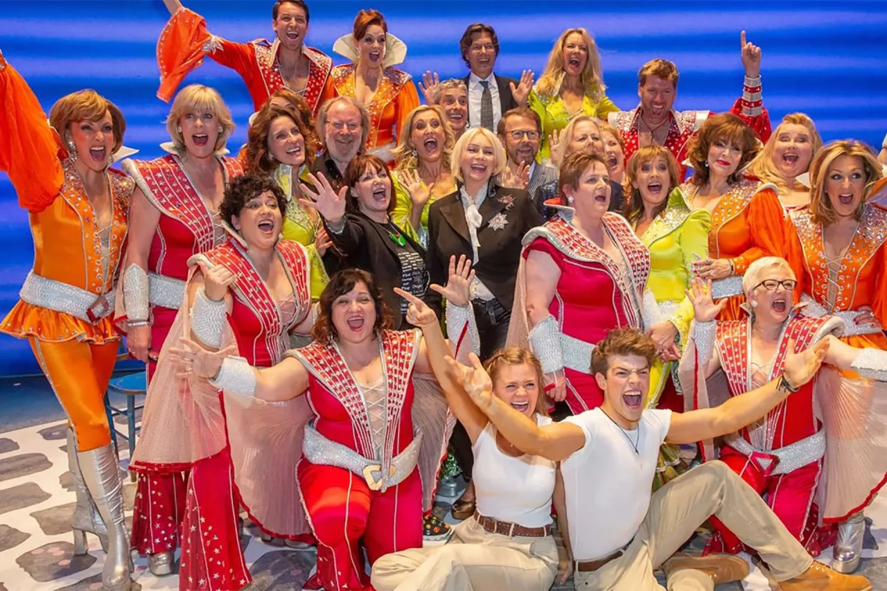 Video screen grab of the MAMMA MIA! 20th Anniversary Celebration video